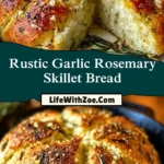 Rustic Garlic Rosemary Skillet Bread Pin 1