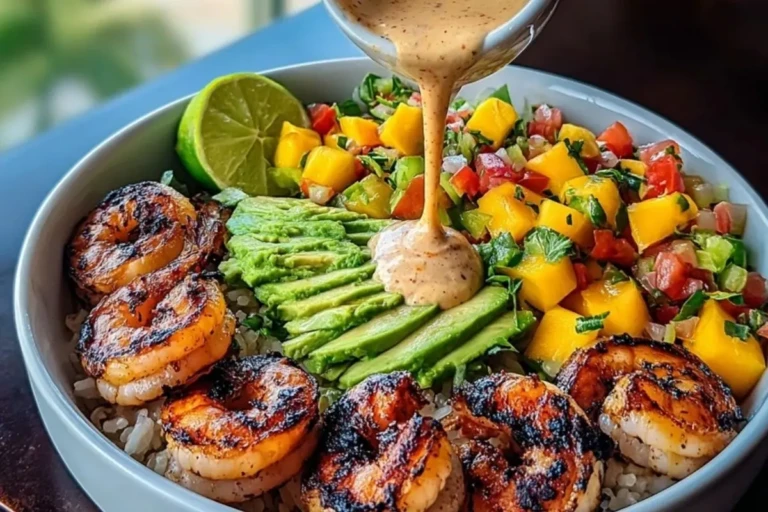 Shrimp and Avocado Bowls with Mango Salsa & Lime-Chili Sauce 1