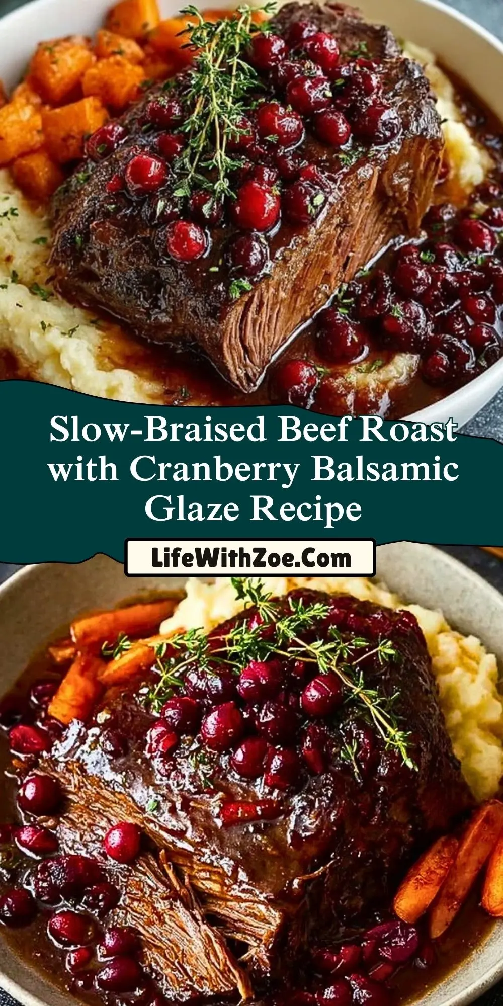 Slow-Braised Beef Roast with Cranberry Balsamic Glaze Recipe Pin 1