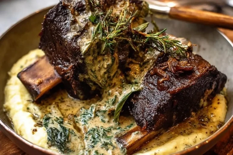 Slow-Braised Beef Short Ribs with Creamy Herb Sauce 1