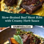 Slow-Braised Beef Short Ribs with Creamy Herb Sauce Pin 1