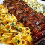 Spicy Cajun Steak with Parmesan Fettuccine Pasta