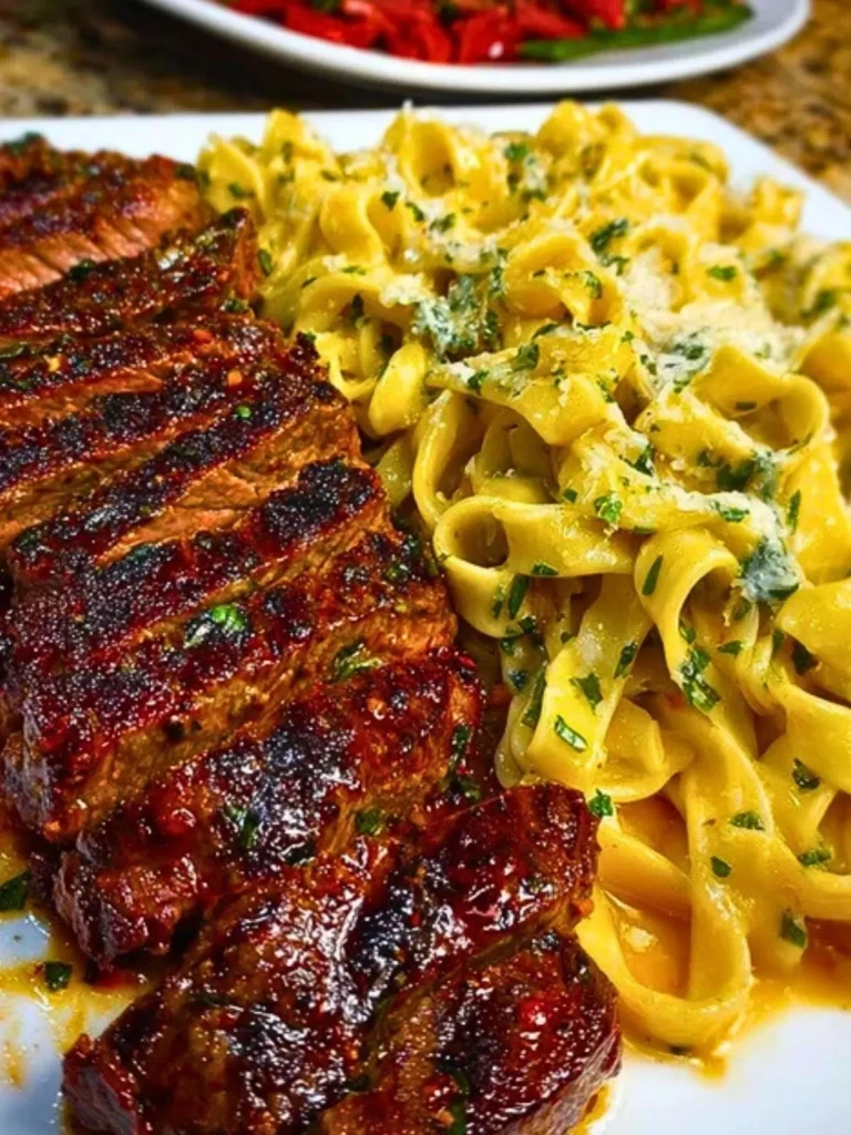 Spicy Cajun Steak with Parmesan Fettuccine Pasta (2)
