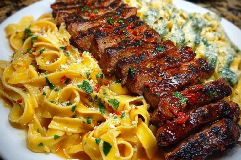 Spicy Cajun Steak with Parmesan Fettuccine Pasta