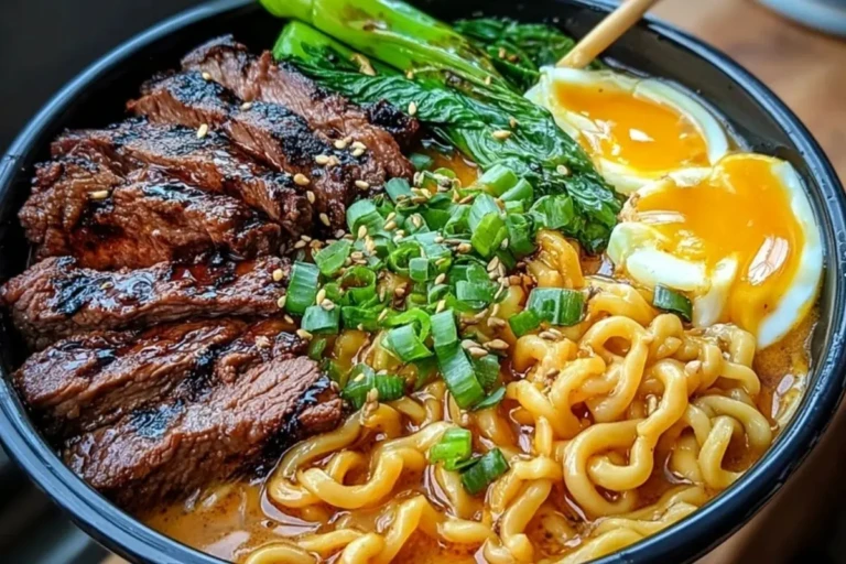 Spicy Korean Ramen with Grilled Beef & Creamy Sauce 1