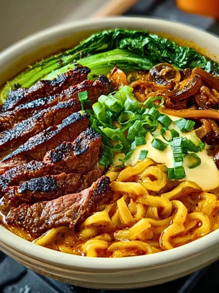 Spicy Korean Ramen with Grilled Beef & Creamy Sauce 2