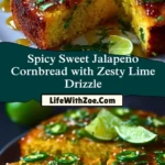 Spicy Sweet Jalapeño Cornbread with Zesty Lime Drizzle Pin 1