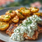 Spicy Yogurt Marinated Chicken with Dill Feta Cream & Crispy Baby Potatoes 1