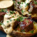 Steak-Stuffed Baked Potatoes with Parmesan Cream Sauce 1