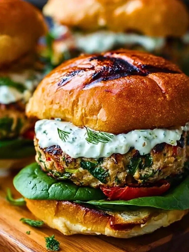 Sun-Dried Tomato and Feta Spinach Burgers with Tzatziki Sauce Recipe 2