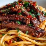Sweet and Spicy Garlic Steak Pasta 1