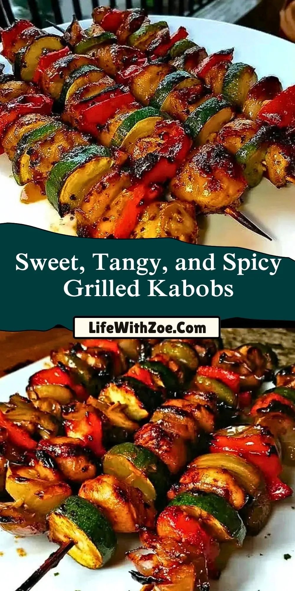 Sweet, Tangy, and Spicy Grilled Kabobs Pin 1