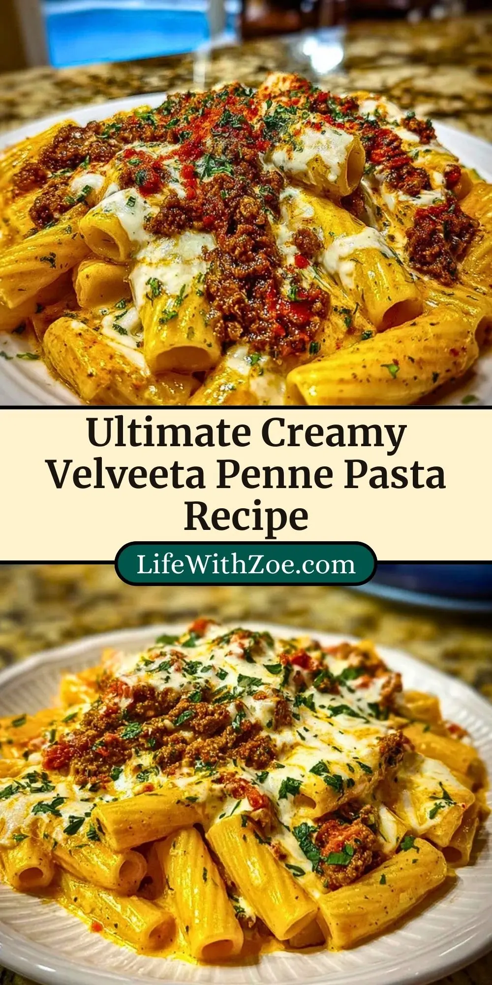 Ultimate Creamy Velveeta Penne Pasta Recipe Pin 2