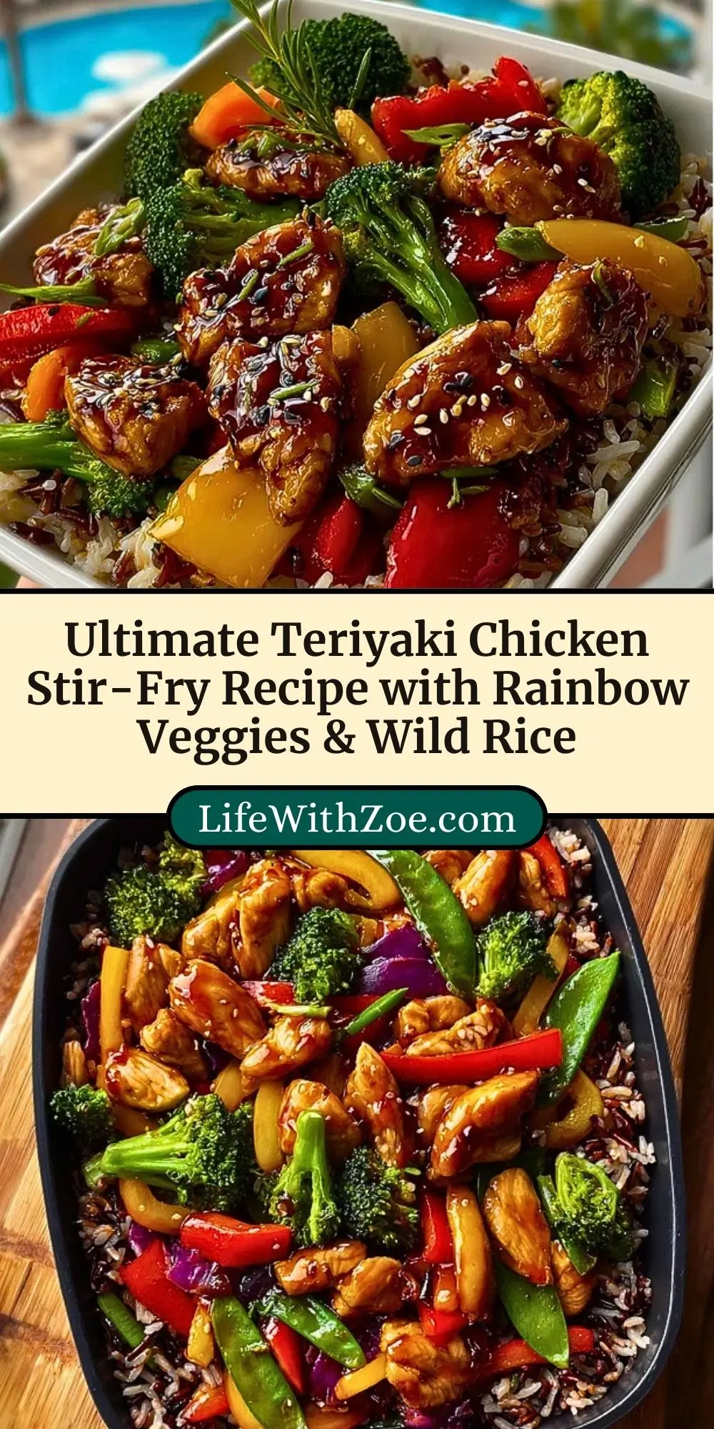 Ultimate Teriyaki Chicken Stir-Fry Recipe with Rainbow Veggies & Wild Rice Pin 2