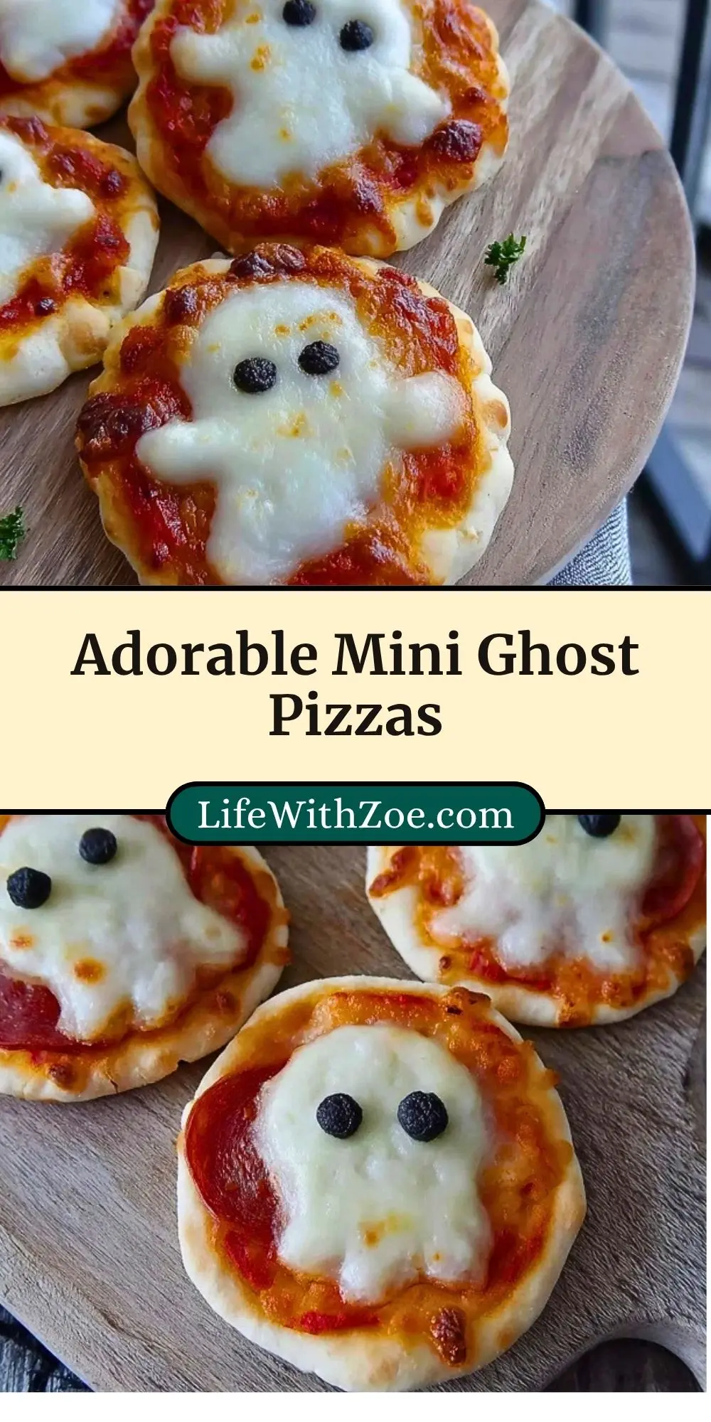 Adorable Mini Ghost Pizzas Pin 2