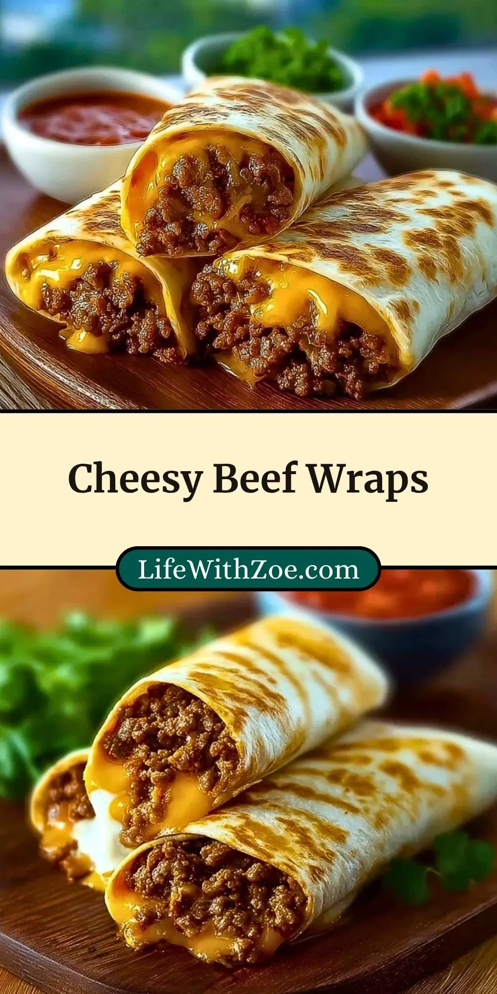 Cheesy Beef Wraps Pin 2
