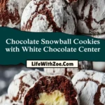 Chocolate Snowball Cookies with White Chocolate Center Pin 1
