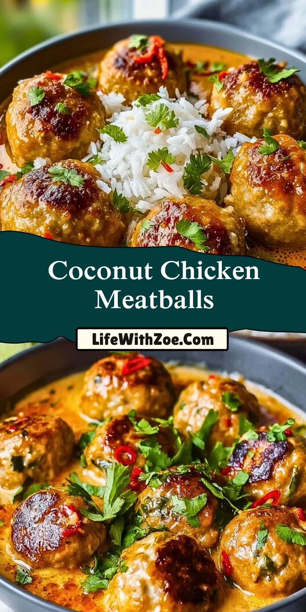 Coconut Chicken Meatballs Pin 1
