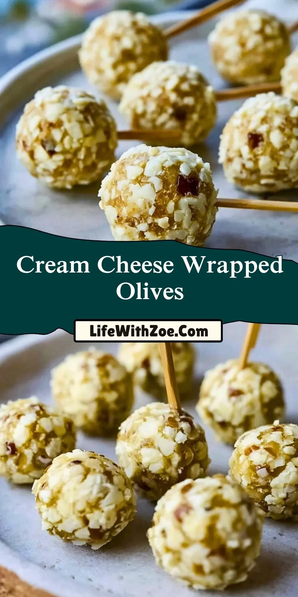 Cream Cheese Wrapped Olives Pin 1