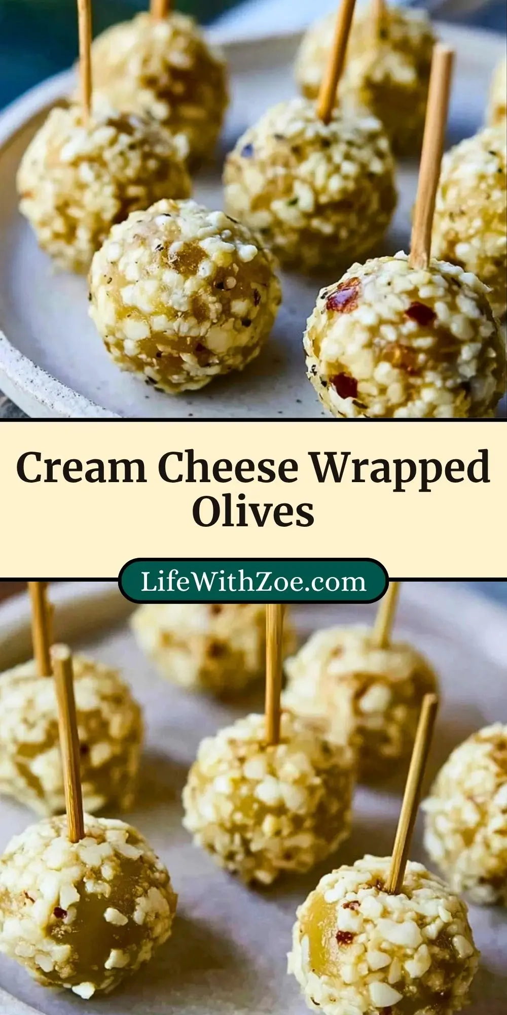 Cream Cheese Wrapped Olives Pin 2