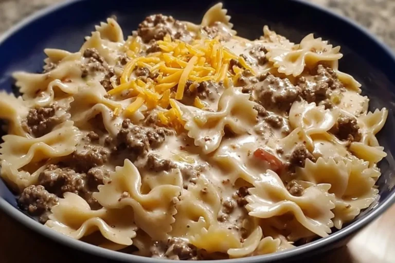 Creamy Beef and Bowtie Pasta