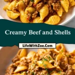 Creamy Beef and Shells Pin 1