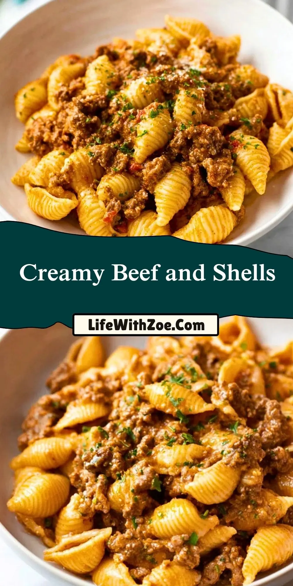 Creamy Beef and Shells Pin 1