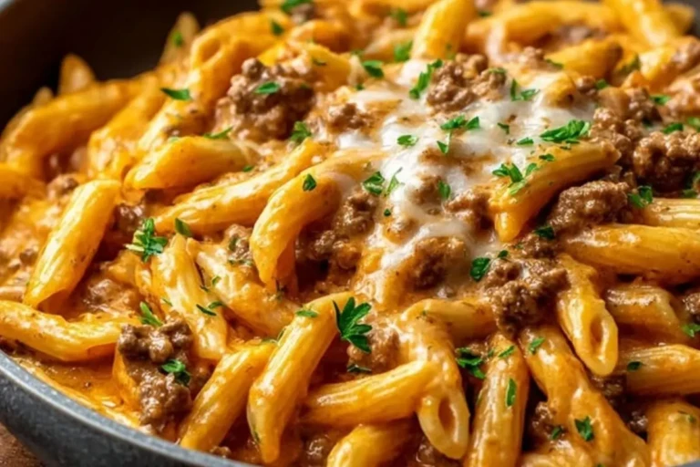 Creamy High Protein Beef Pasta 1