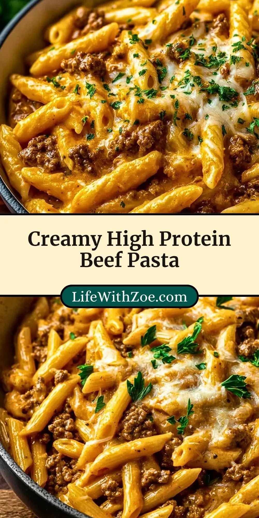 Creamy High Protein Beef Pasta Pin 2