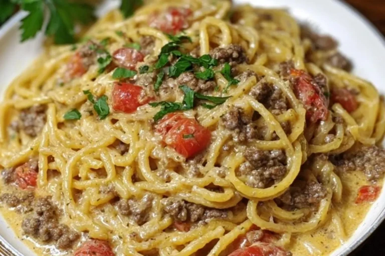Creamy Italian Spaghetti & Ground Beef One Pot Meal