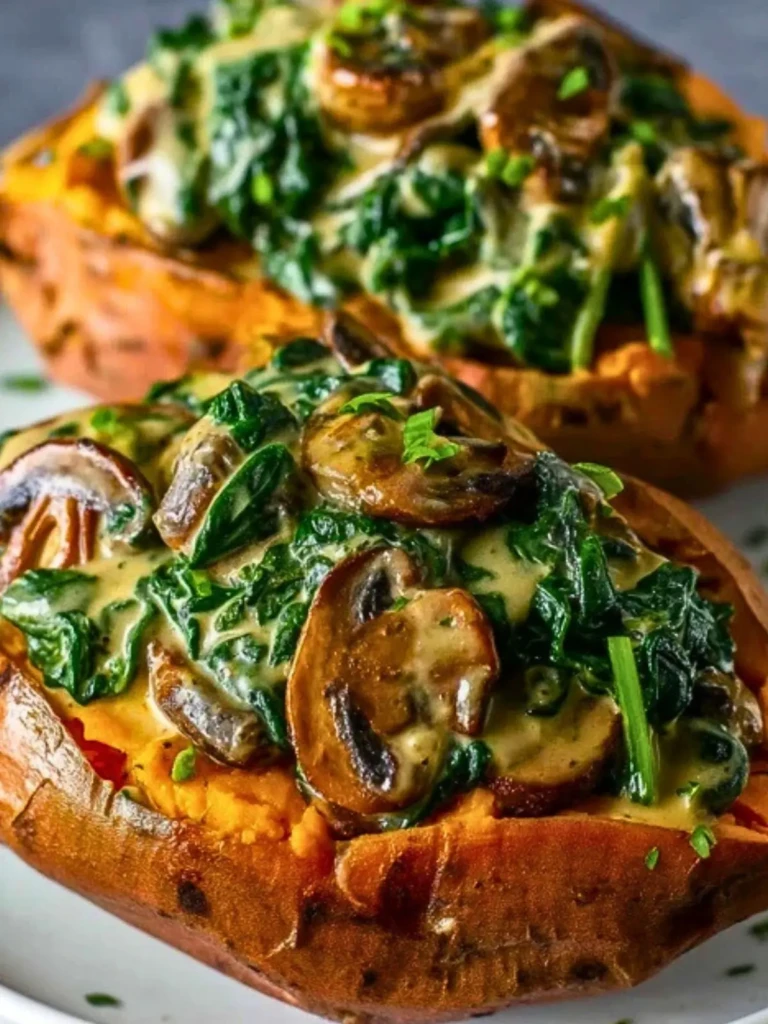 Creamy Mushroom and Spinach Stuffed Sweet Potatoes (1)