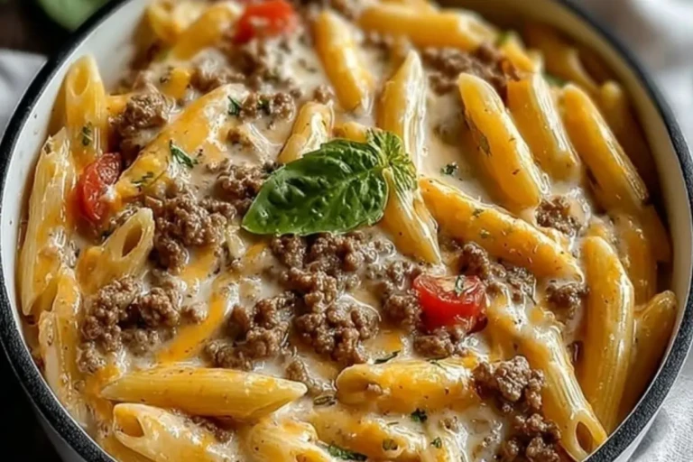 Creamy Rotel Pasta with Ground Beef