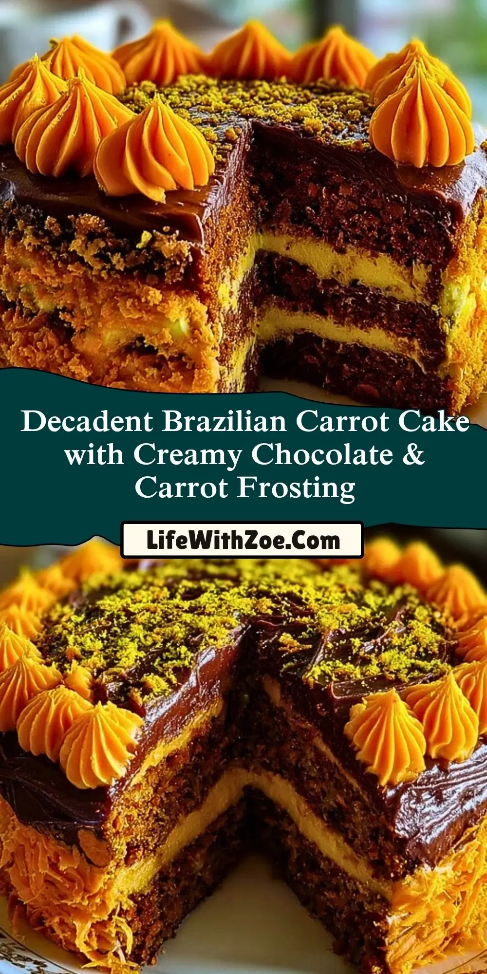 Decadent Brazilian Carrot Cake with Creamy Chocolate & Carrot Frosting Pin 1