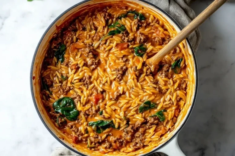 Delicious Ground Beef Orzo with Tomato Cream Sauce 1
