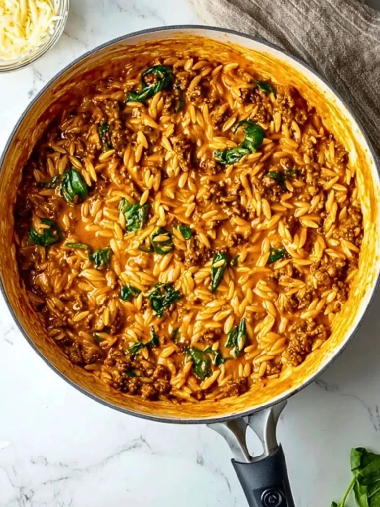 Delicious Ground Beef Orzo with Tomato Cream Sauce 2