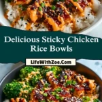 Delicious Sticky Chicken Rice Bowls Pin 1