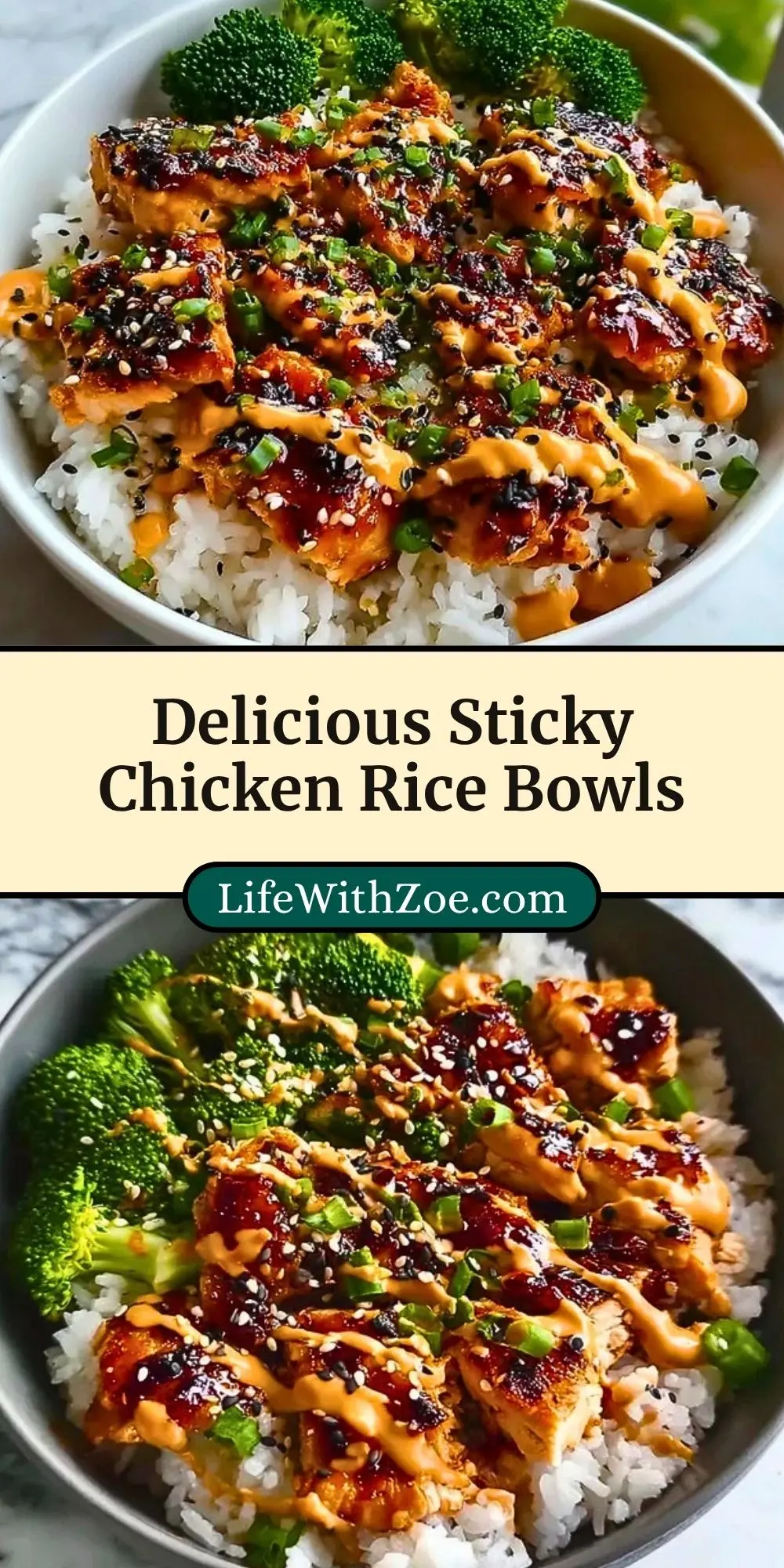 Delicious Sticky Chicken Rice Bowls Pin 2