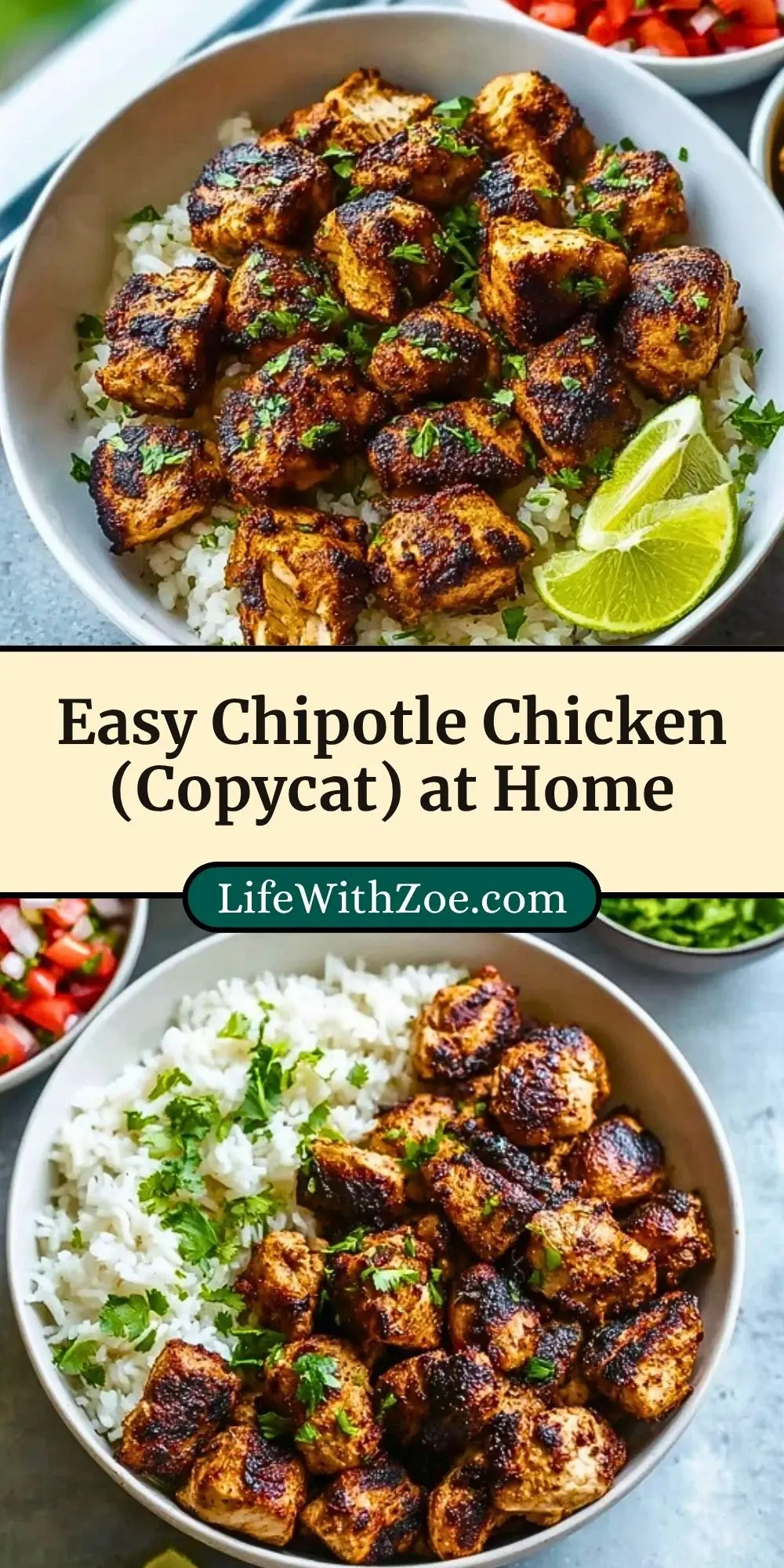 Easy Chipotle Chicken (Copycat) at Home Pin 2