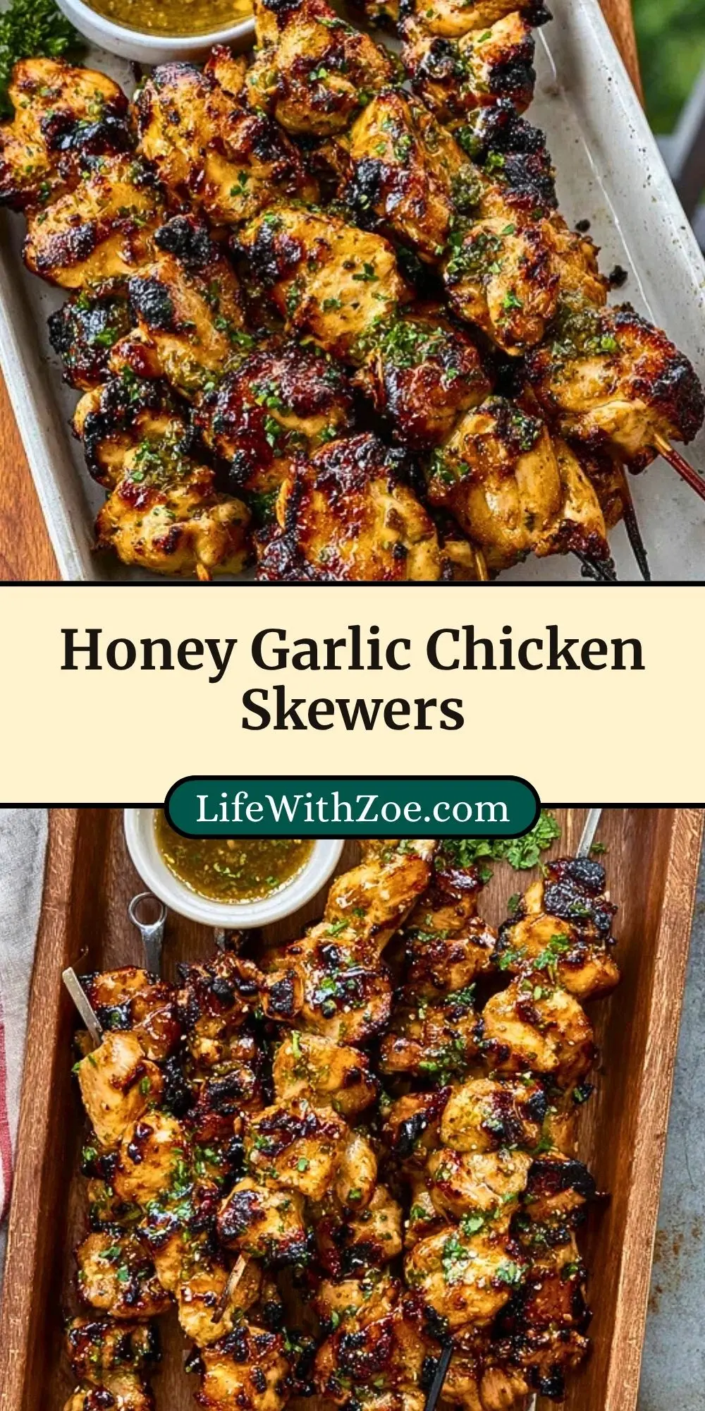 Honey Garlic Chicken Skewers Pin 2