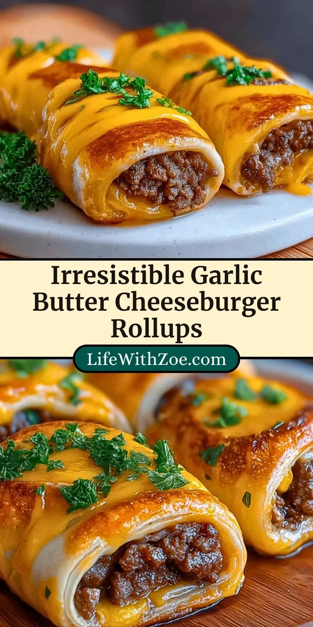 Irresistible Garlic Butter Cheeseburger Rollups Pin 2