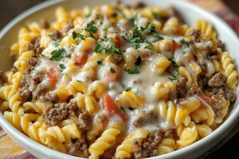 Loaded Cheeseburger Alfredo Pasta 1