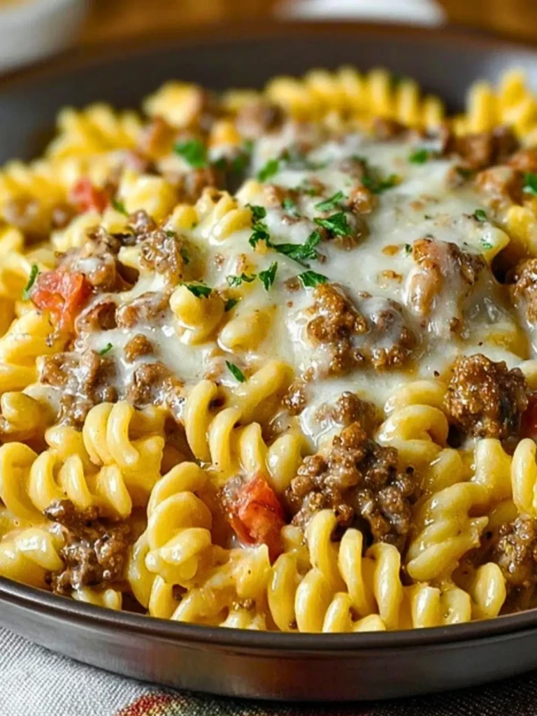 Loaded Cheeseburger Alfredo Pasta 2