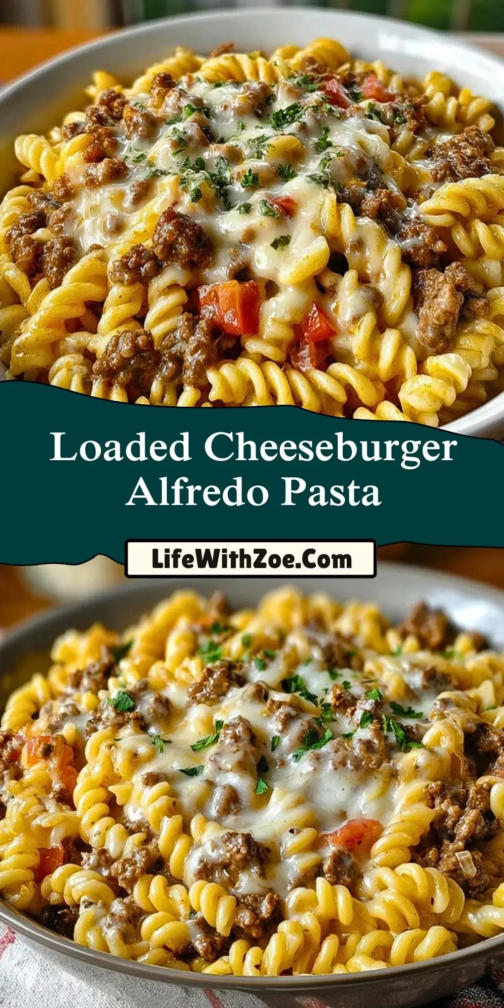 Loaded Cheeseburger Alfredo Pasta Pin 1