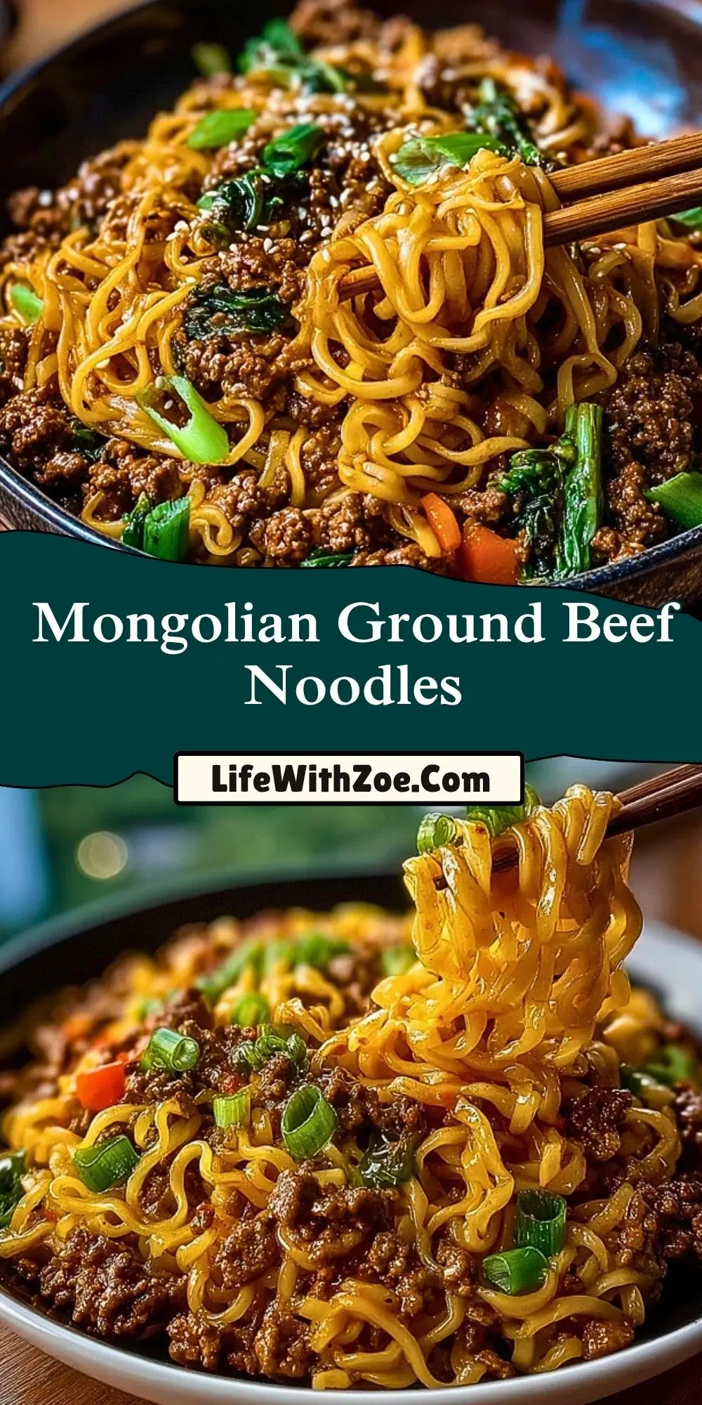Mongolian Ground Beef Noodles Pin 1