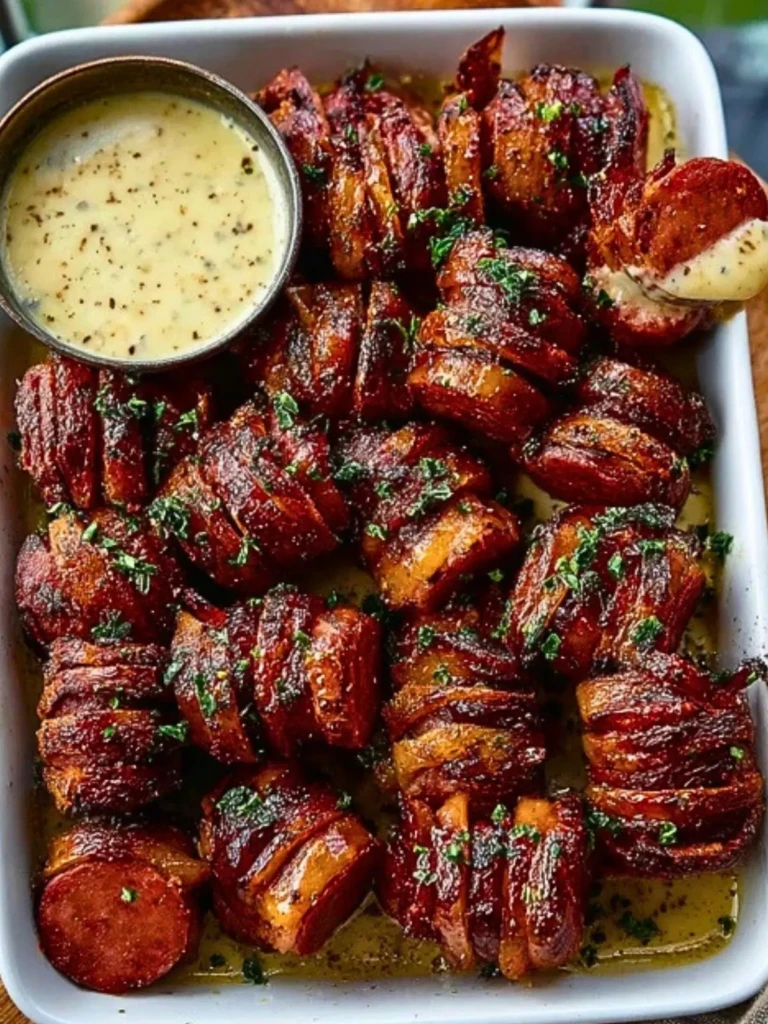 Mustard Hasselback Kielbasa Bites (1)