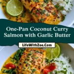One-Pan Coconut Curry Salmon with Garlic Butter Pin 1