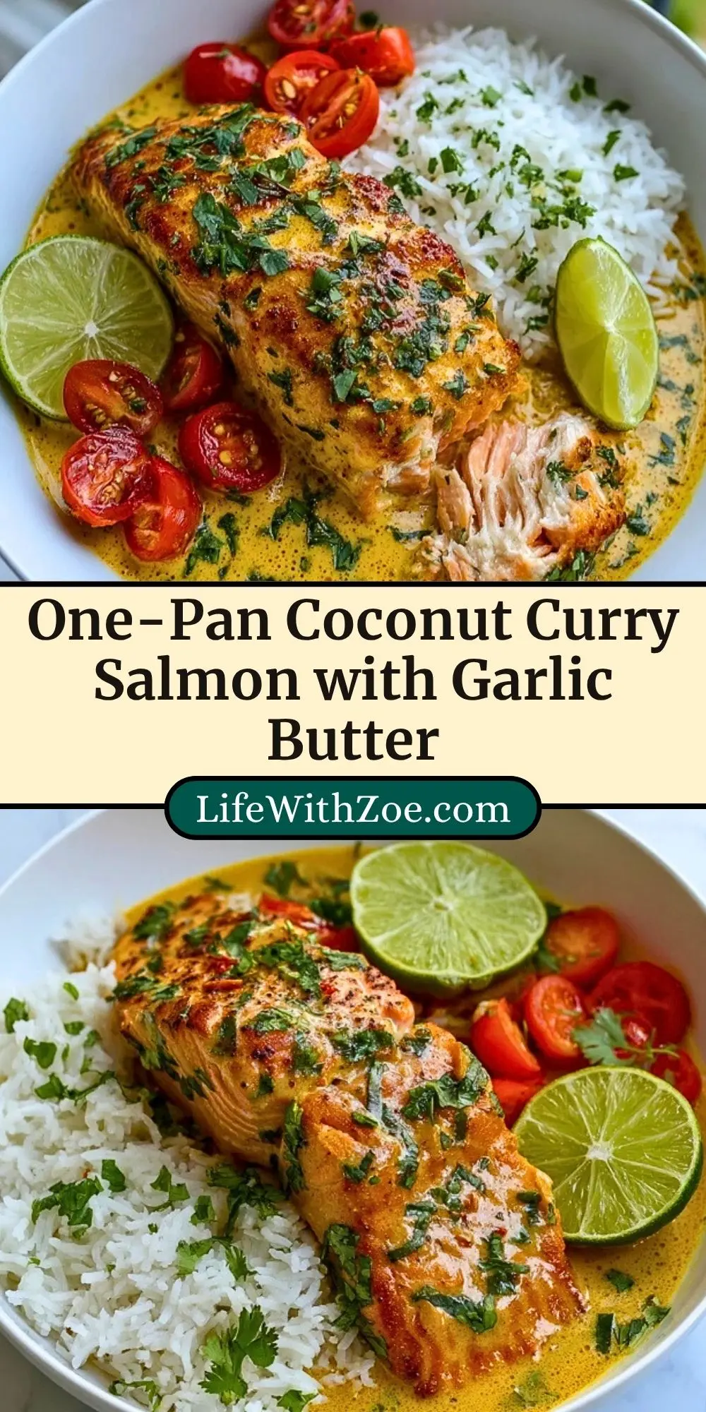 One-Pan Coconut Curry Salmon with Garlic Butter Pin 2