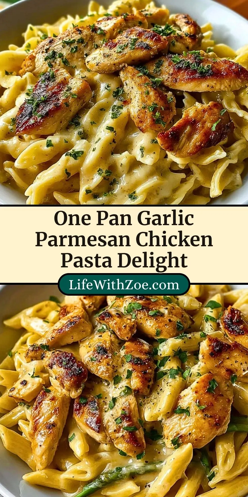 One Pan Garlic Parmesan Chicken Pasta Delight Pin 2