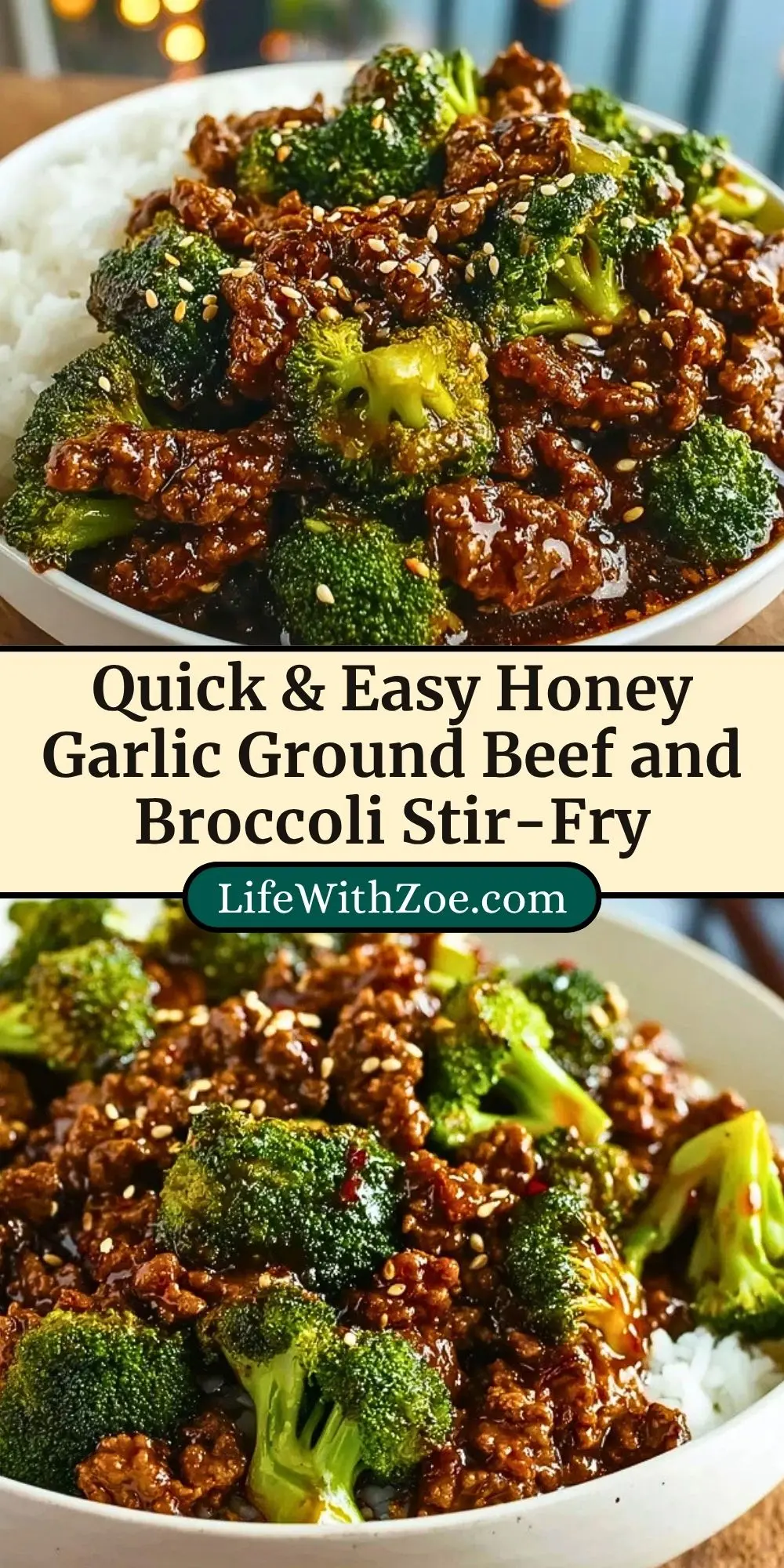 Quick & Easy Honey Garlic Ground Beef and Broccoli Stir-Fry Pin 2