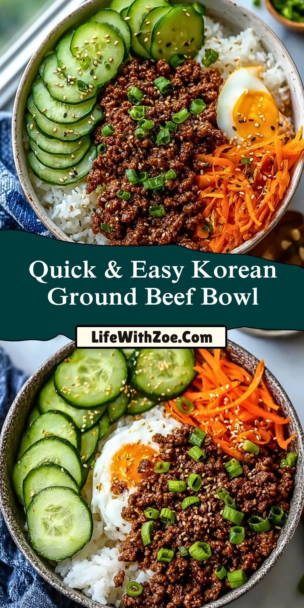 Quick & Easy Korean Ground Beef Bowl Pin 1
